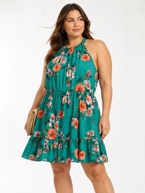 vince camuto printed halter fit & flare dress | Dresses | Womens Floralprint Sleeveless maxi dress